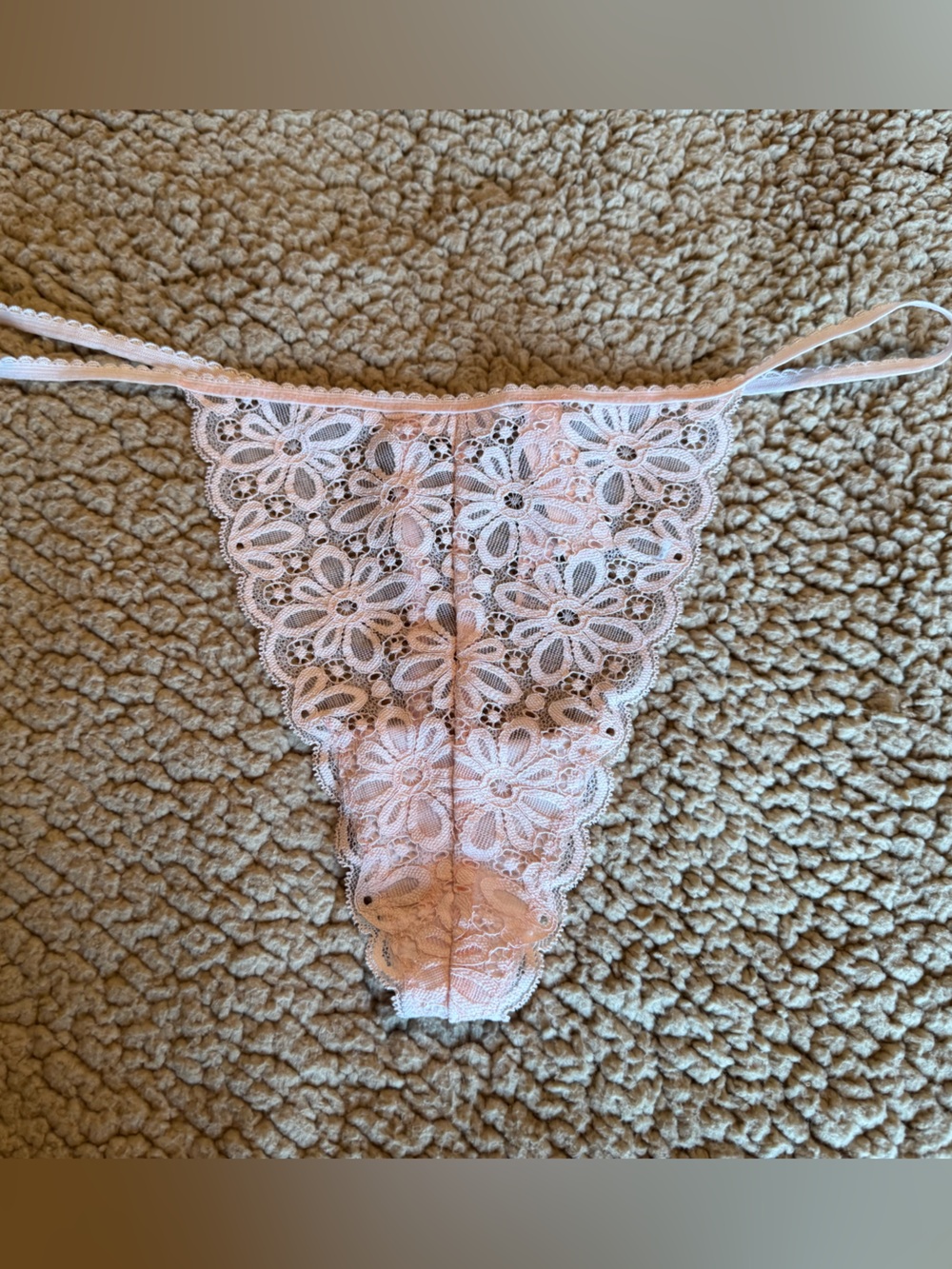 Victoria's Secret Pale Pink Lace V-String Thong